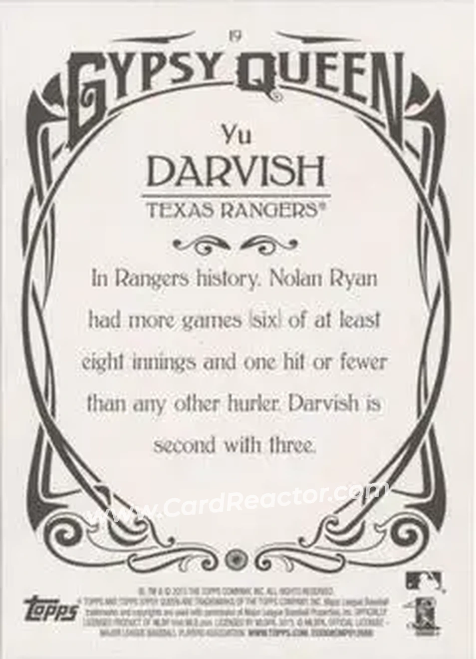 2015 Topps Gypsy Queen #19b - Yu Darvish - Texas Rangers - Back