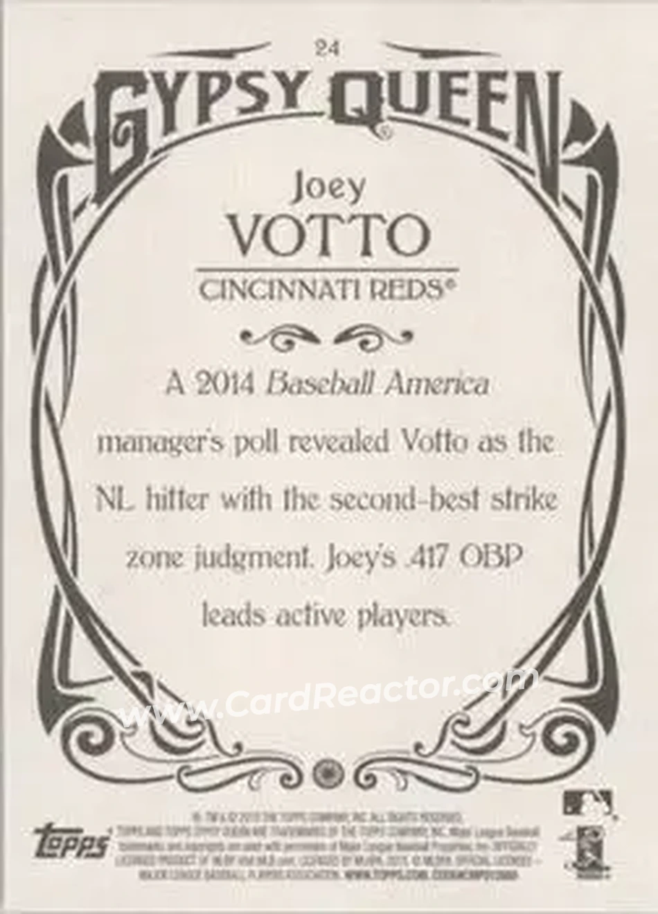 2015 Topps Gypsy Queen #24 - Joey Votto - Cincinnati Reds - Back