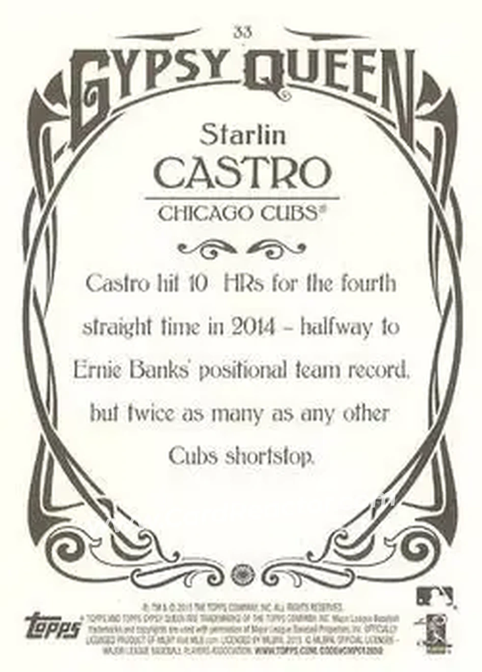 2015 Topps Gypsy Queen #33 - Starlin Castro - Chicago Cubs - Back 2015 Topps Gypsy Queen #33 - Starlin Castro - Chicago Cubs - Back