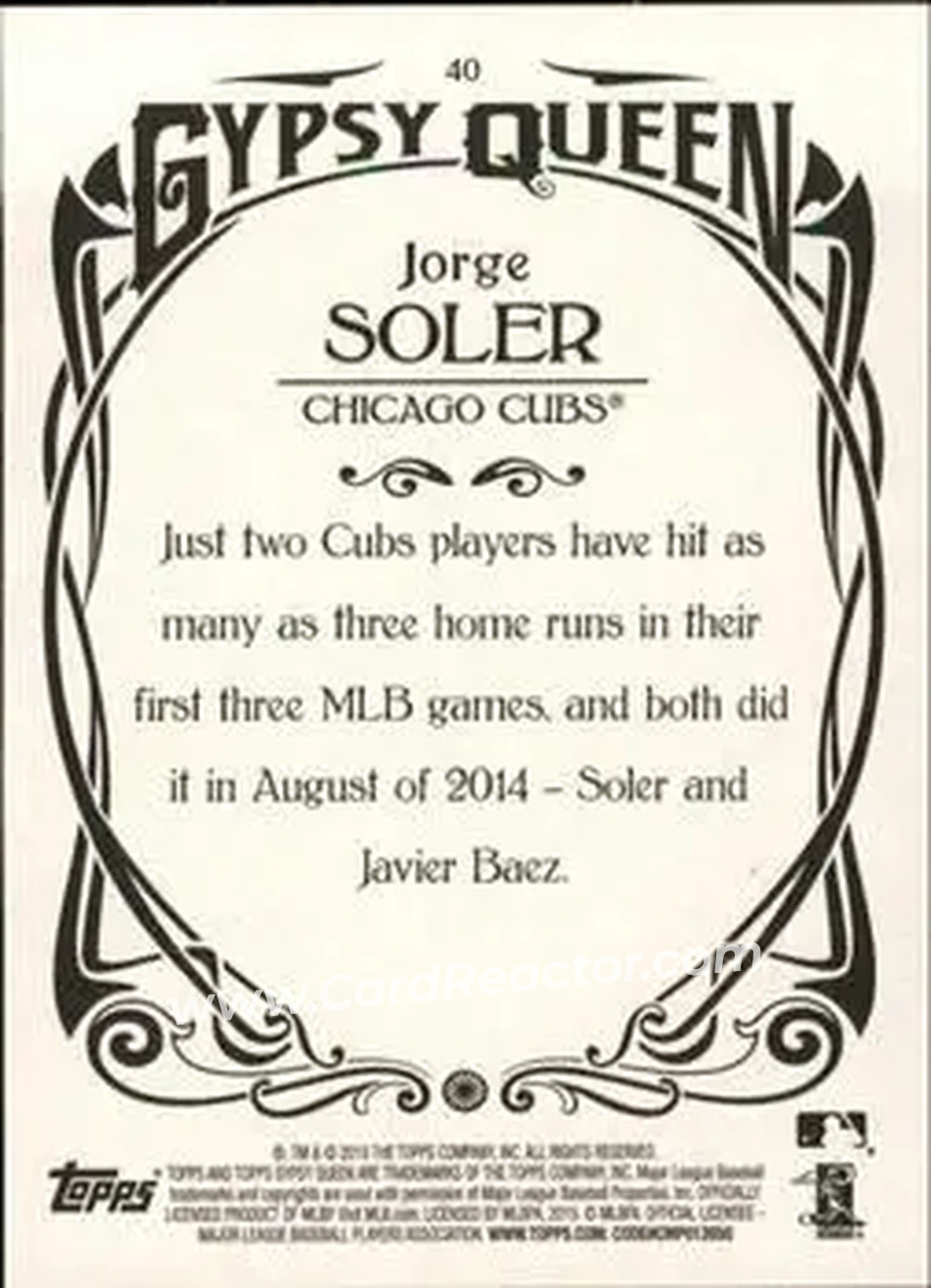 2015 Topps Gypsy Queen #40 - Jorge Soler - Chicago Cubs - Back
