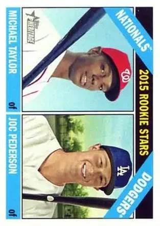 2015 Topps Heritage #11 2015 Rookie Stars (Michael Taylor - Joc Pederson) RS, RC - Washington Nationals - Los Angeles Dodgers