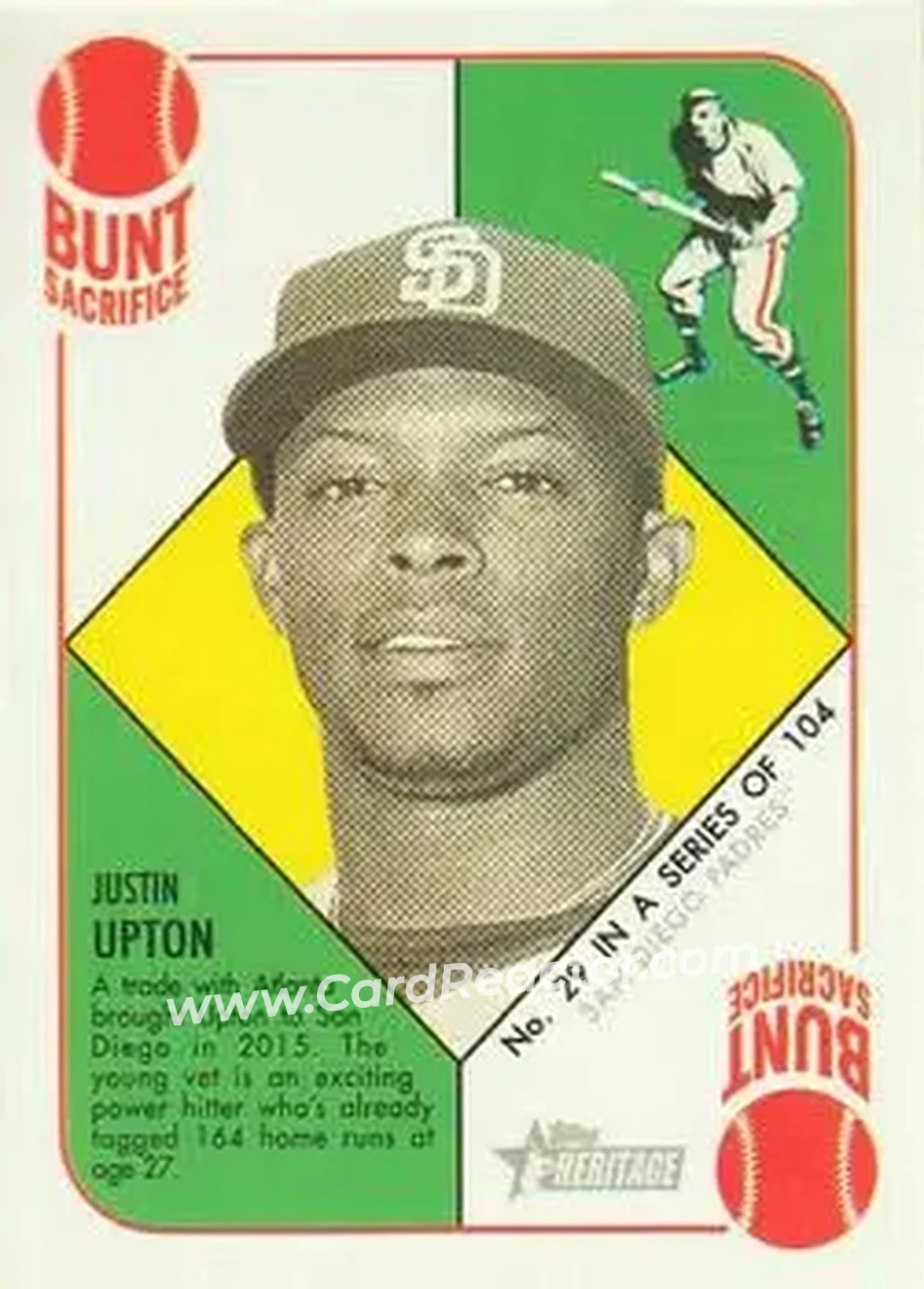 2015 Topps Heritage '51 #29 - Justin Upton - San Diego Padres - Front