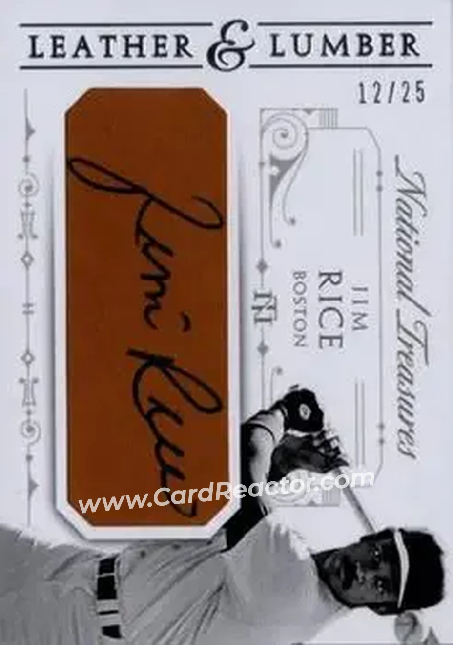 2015 Panini National Treasures - Leather and Lumber Signatures #27 - Jim Rice - Boston Red Sox - Front 2015 Panini National Treasures - Leather and Lumber Signatures #27 - Jim Rice - Boston Red Sox - Front