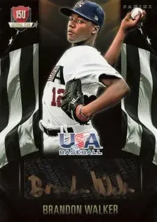 2015 Panini USA Baseball - 15U National Teams Black Gold Signatures #20 - Brandon Walker - USA