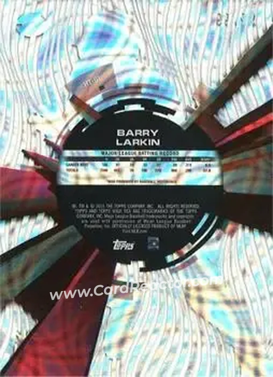 2015 Topps High Tek - Pattern 1B Waves Confetti Diffractor #HT-BL - Barry Larkin - Cincinnati Reds - Back