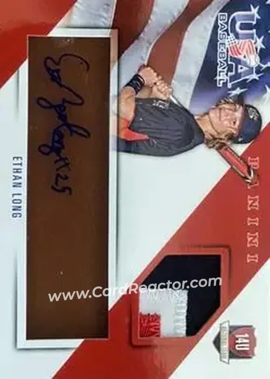 2015 Panini USA Baseball - 14U National Team Jerseys Prime Signatures #21 - Ethan Long - USA - Front 2015 Panini USA Baseball - 14U National Team Jerseys Prime Signatures #21 - Ethan Long - USA - Front