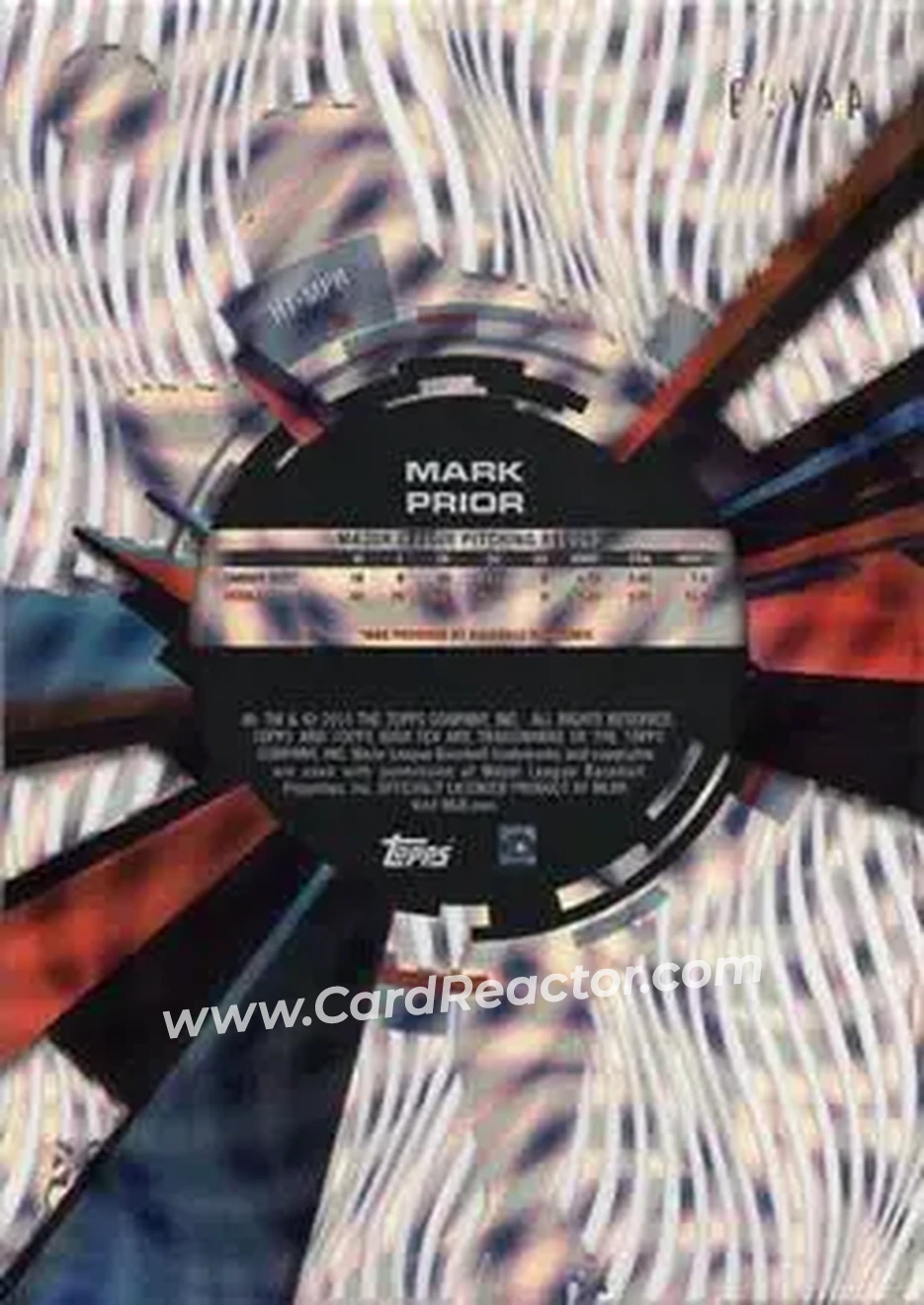 2015 Topps High Tek - Pattern 1B Waves Confetti Diffractor #HT-MPR - Mark Prior - Chicago Cubs - Back