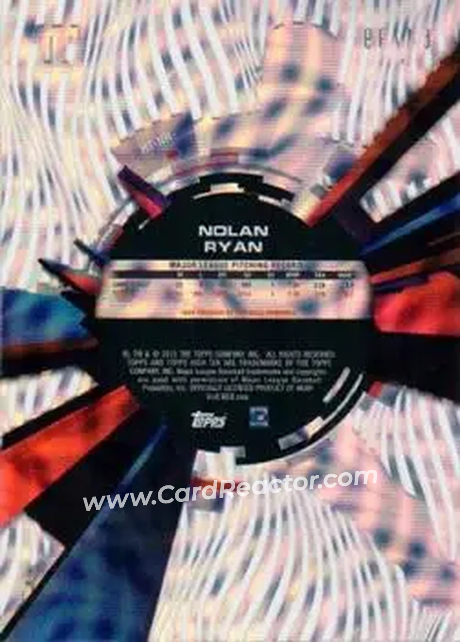 2015 Topps High Tek - Pattern 1B Waves Confetti Diffractor #HT-NR - Nolan Ryan - Texas Rangers - Back