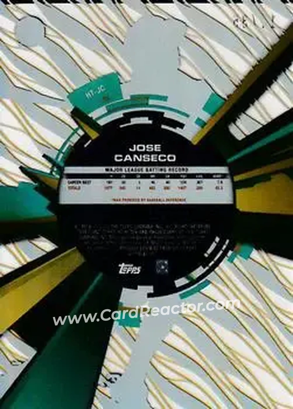 2015 Topps High Tek - Pattern 1A/B Grass/Waves Gold Rainbow #HT-JC - Jose Canseco - Oakland Athletics - Back