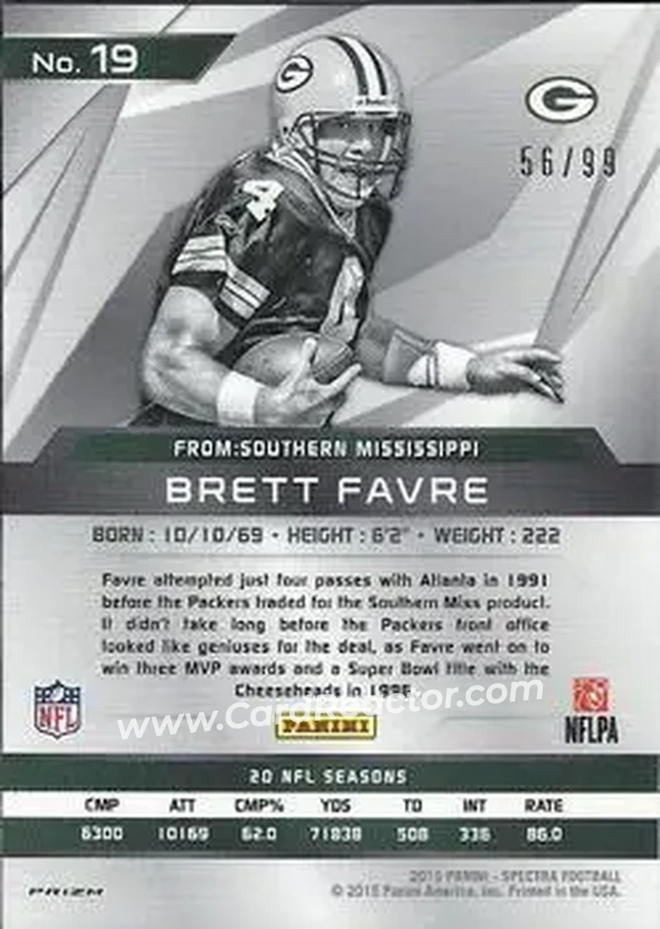 2015 Panini Spectra #19b - Brett Favre - Green Bay Packers - Back