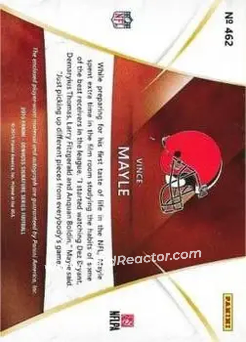 2015 Donruss Signature Series #462 - Vince Mayle - Cleveland Browns - Back