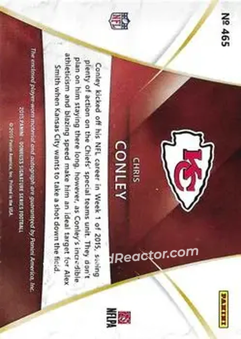 2015 Donruss Signature Series #465 - Chris Conley - Kansas City Chiefs - Back