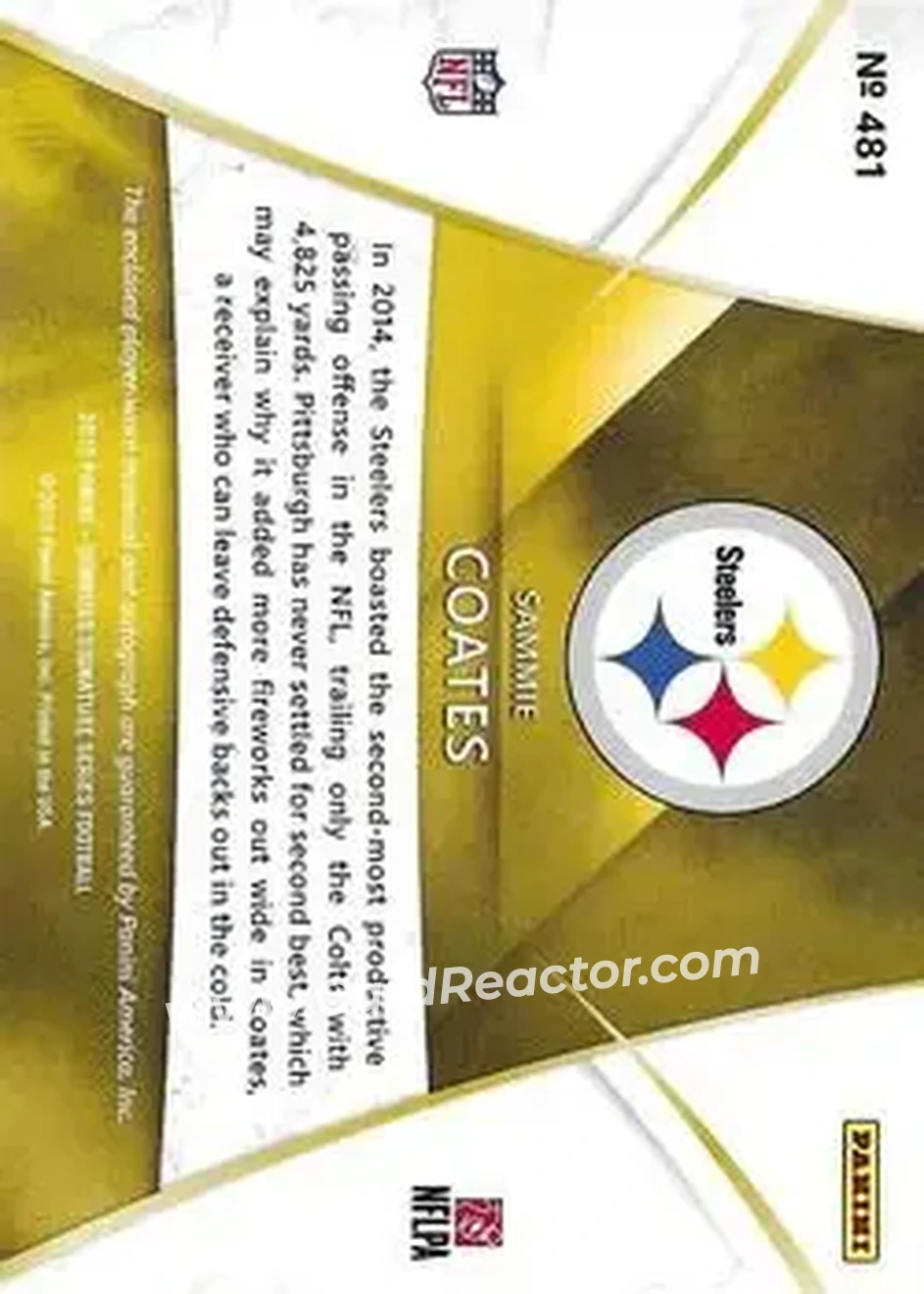 2015 Donruss Signature Series #481 - Sammie Coates - Pittsburgh Steelers - Back