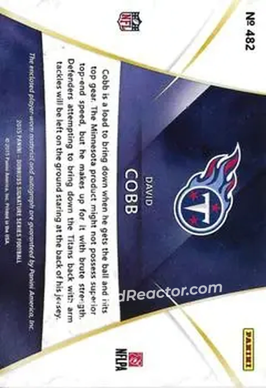 2015 Donruss Signature Series #482 - David Cobb - Tennessee Titans - Back