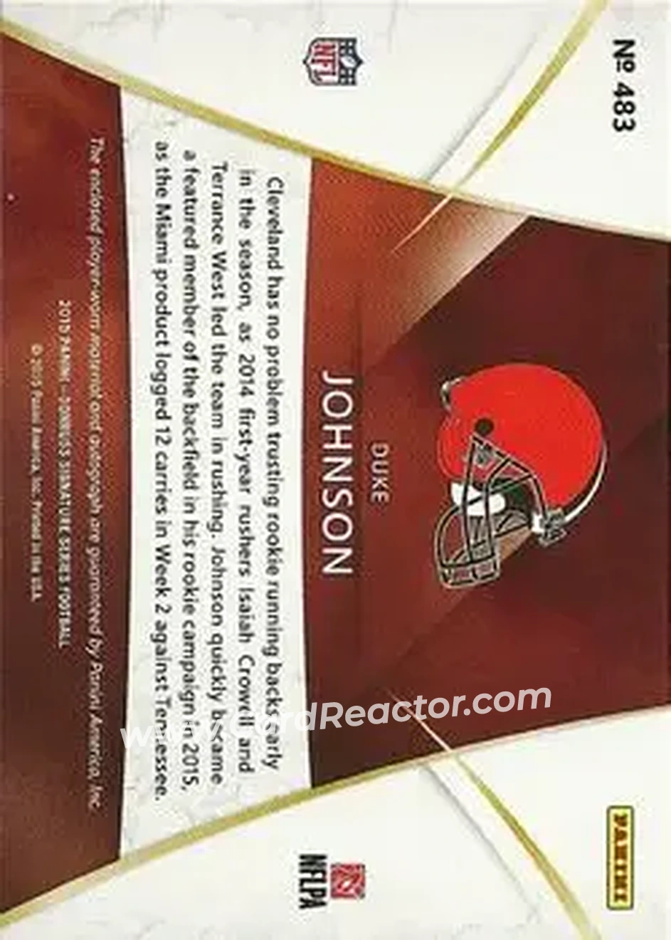 2015 Donruss Signature Series #483 - Duke Johnson Jr. - Cleveland Browns - Back