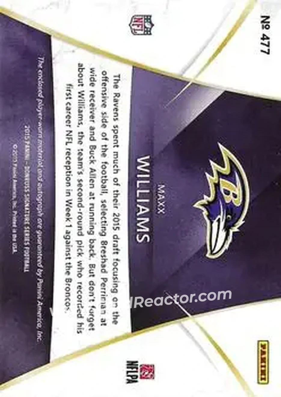 2015 Donruss Signature Series - Gold #477 - Maxx Williams - Baltimore Ravens - Back