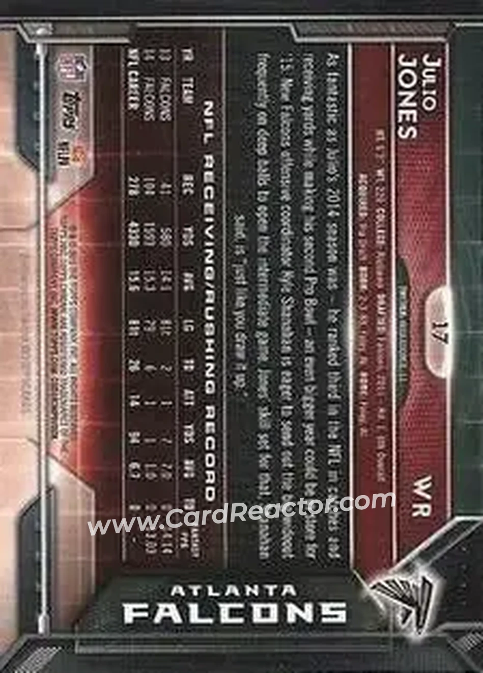 2015 Topps Chrome Mini #17 - Julio Jones - Atlanta Falcons - Back
