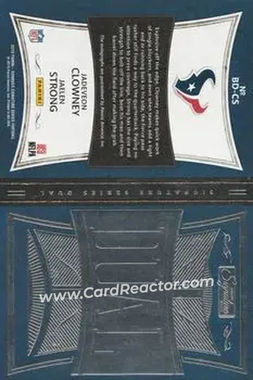 2015 Donruss Signature Series - Signature Booklet Series Dual #BD-CS - Jadeveon Clowney - Jaelen Strong AU - Houston Texans - Houston Texans - Back