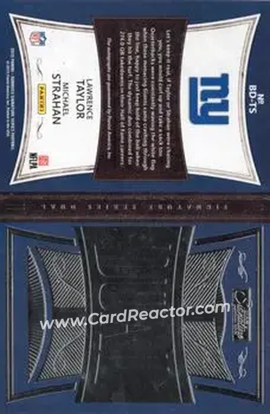 2015 Donruss Signature Series - Signature Booklet Series Dual #BD-TS - Michael Strahan - Lawrence Taylor AU - New York Giants - New York Giants - Back