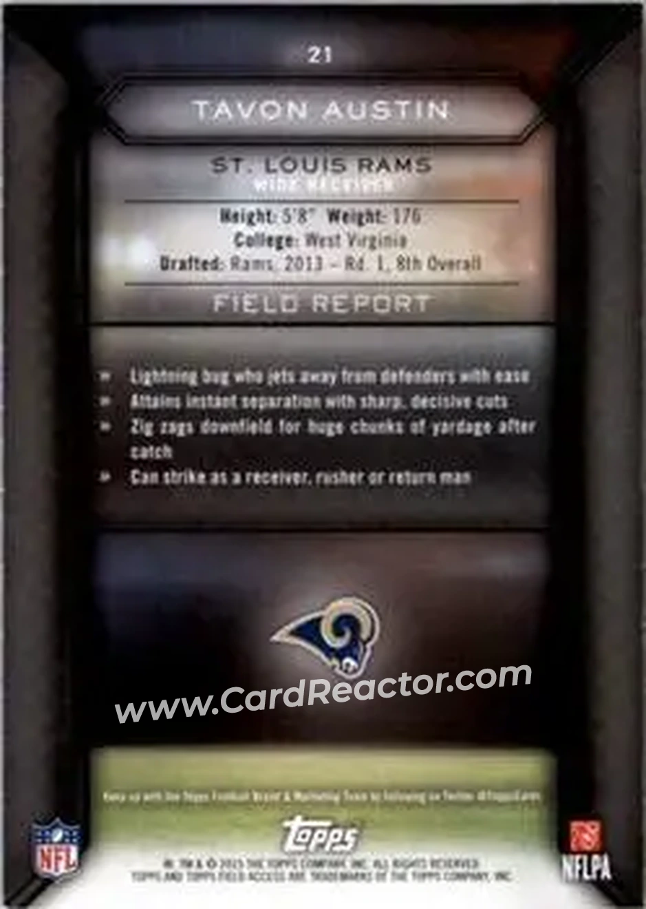 2015 Topps Field Access #21 - Tavon Austin - St. Louis Rams - Back