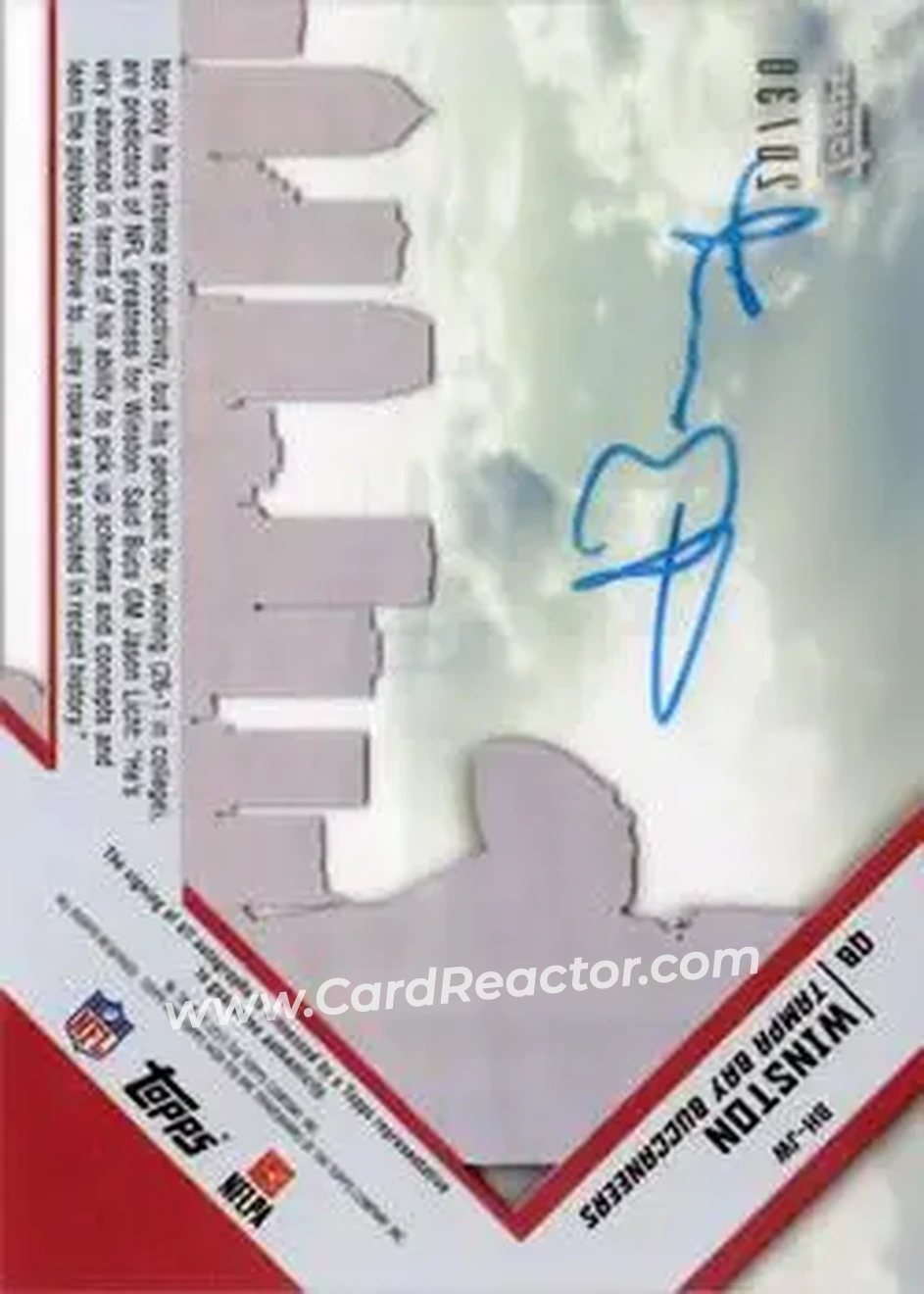 2015 Topps High Tek - Bright Horizons Autographs #BH-JW - Jameis Winston - Tampa Bay Buccaneers - Back