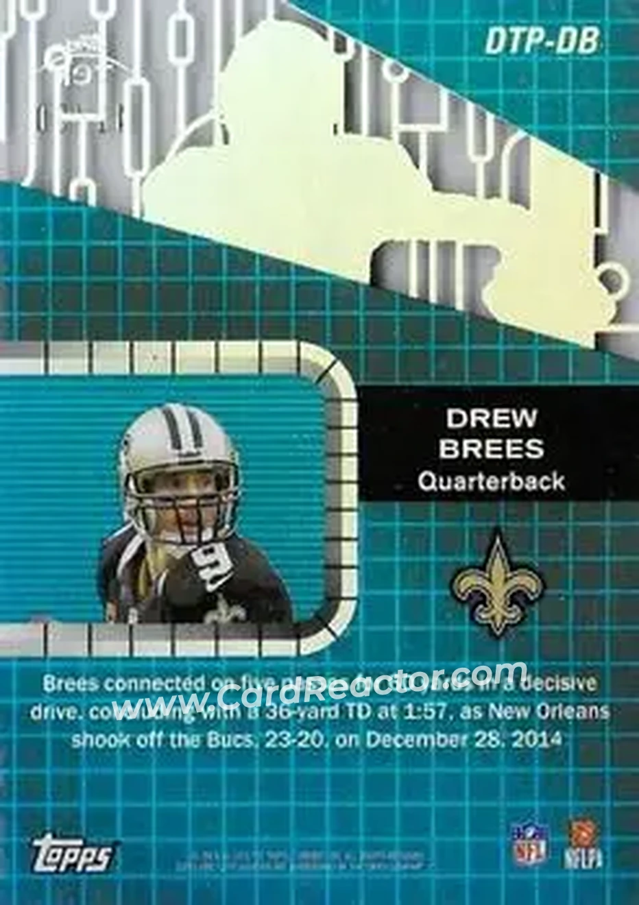 2015 Topps High Tek - Drama Tek Performers #DTP-DB - Drew Brees - New Orleans Saints - Back