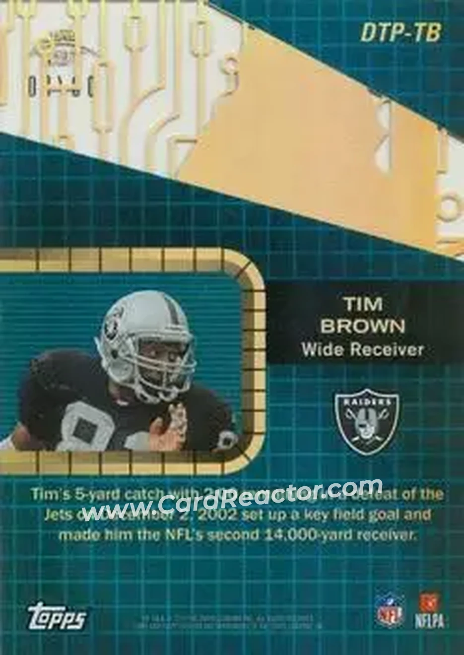 2015 Topps High Tek - Drama Tek Performers #DTP-TB - Tim Brown - Oakland Raiders - Back 2015 Topps High Tek - Drama Tek Performers #DTP-TB - Tim Brown - Oakland Raiders - Back