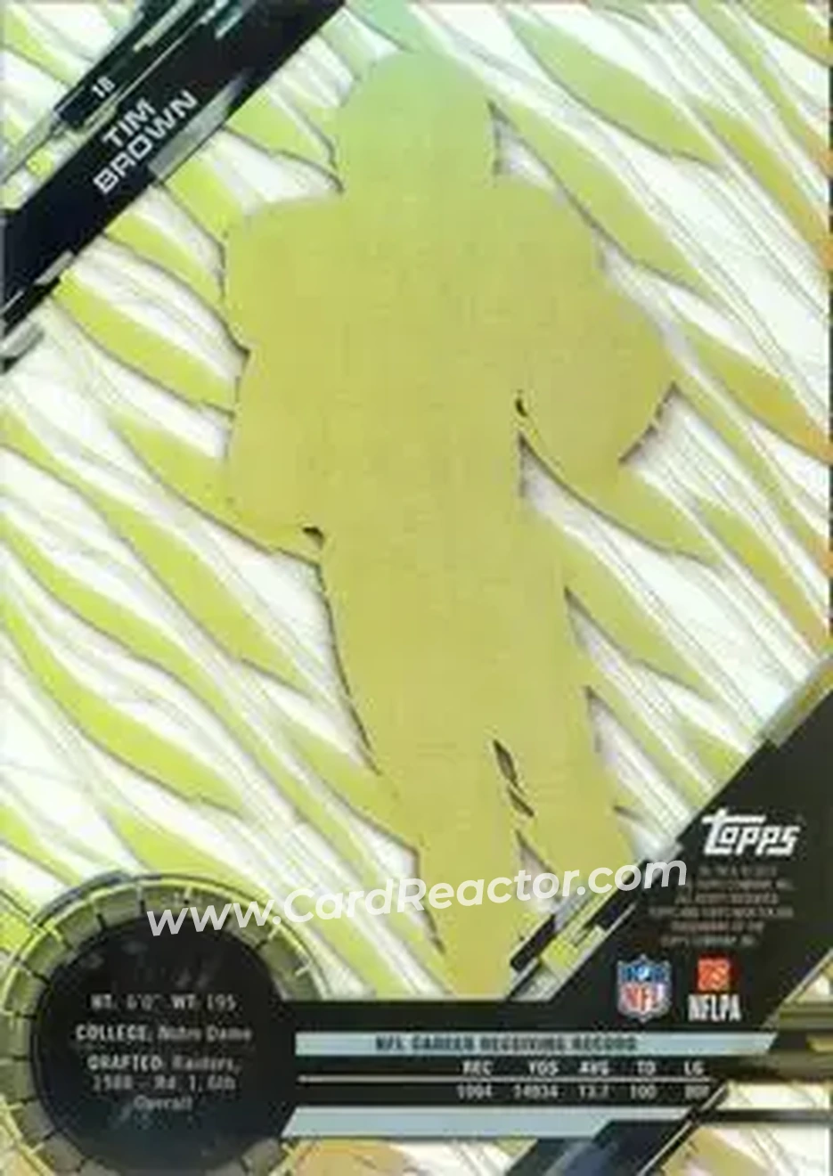 2015 Topps High Tek - Purple Rainbow Diffractors #18 - Tim Brown - Oakland Raiders - Back