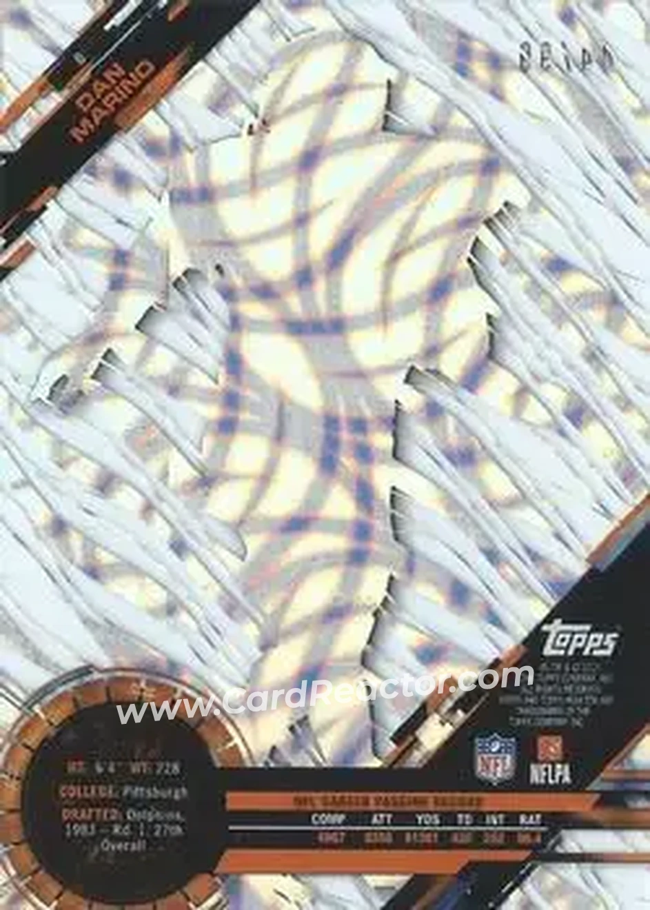 2015 Topps High Tek - Confetti Diffractors #6 - Dan Marino - Miami Dolphins - Back