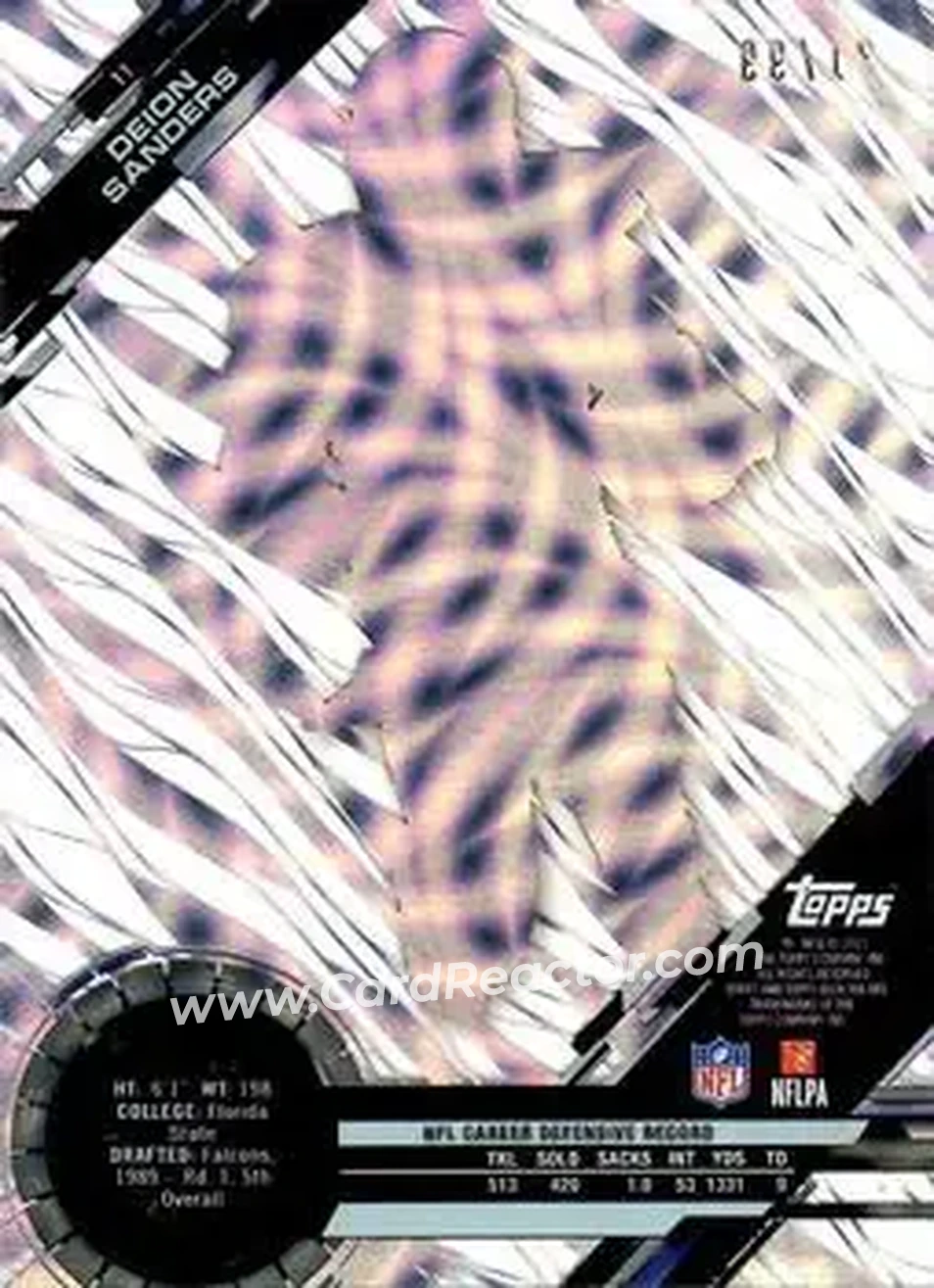 2015 Topps High Tek - Confetti Diffractors #11 - Deion Sanders - Dallas Cowboys - Back