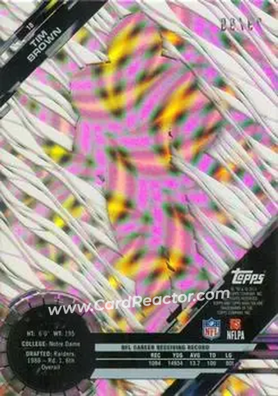 2015 Topps High Tek - Confetti Diffractors #18 - Tim Brown - Oakland Raiders - Back