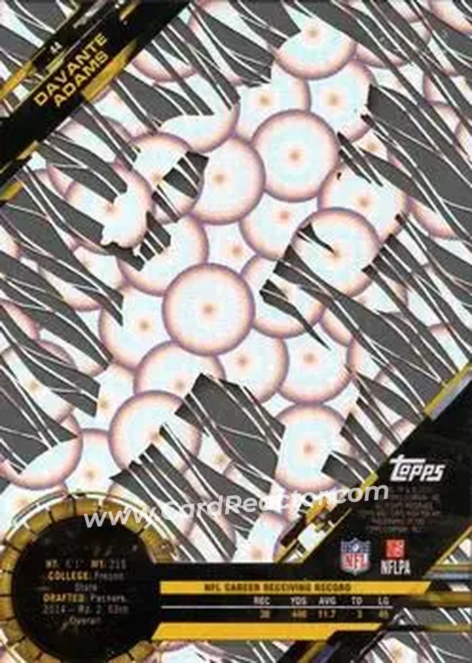 2015 Topps High Tek - Clouds Diffractors #44 - Davante Adams - Green Bay Packers - Back