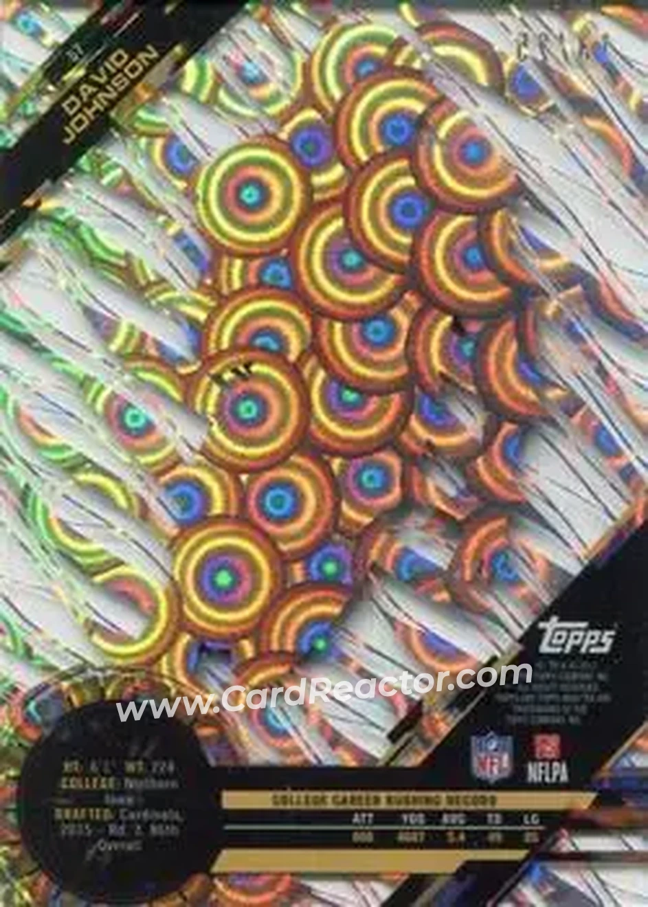 2015 Topps High Tek - Clouds Diffractors #57 - David Johnson - Arizona Cardinals - Back