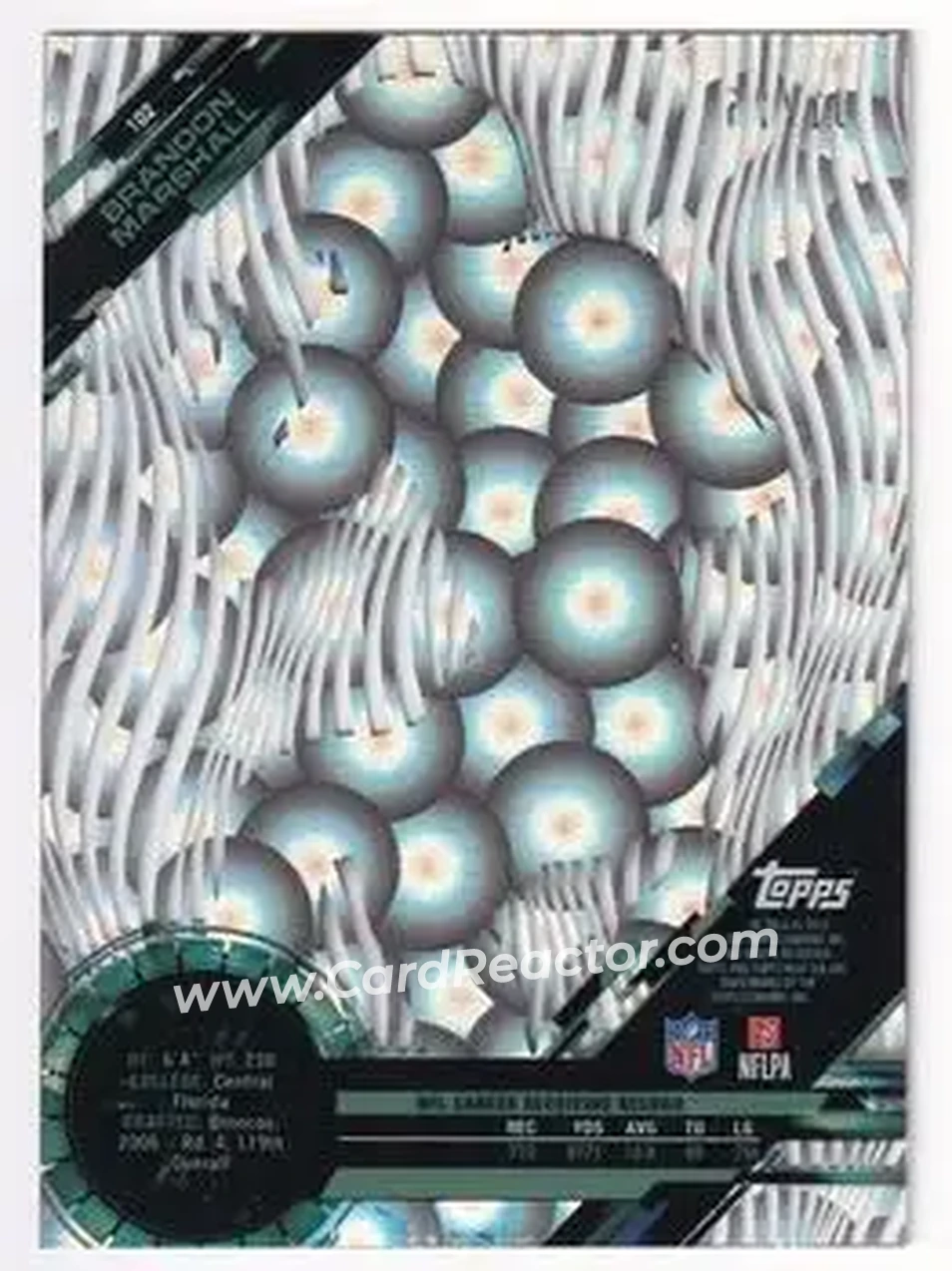 2015 Topps High Tek - Clouds Diffractors #102 - Brandon Marshall - New York Jets - Back