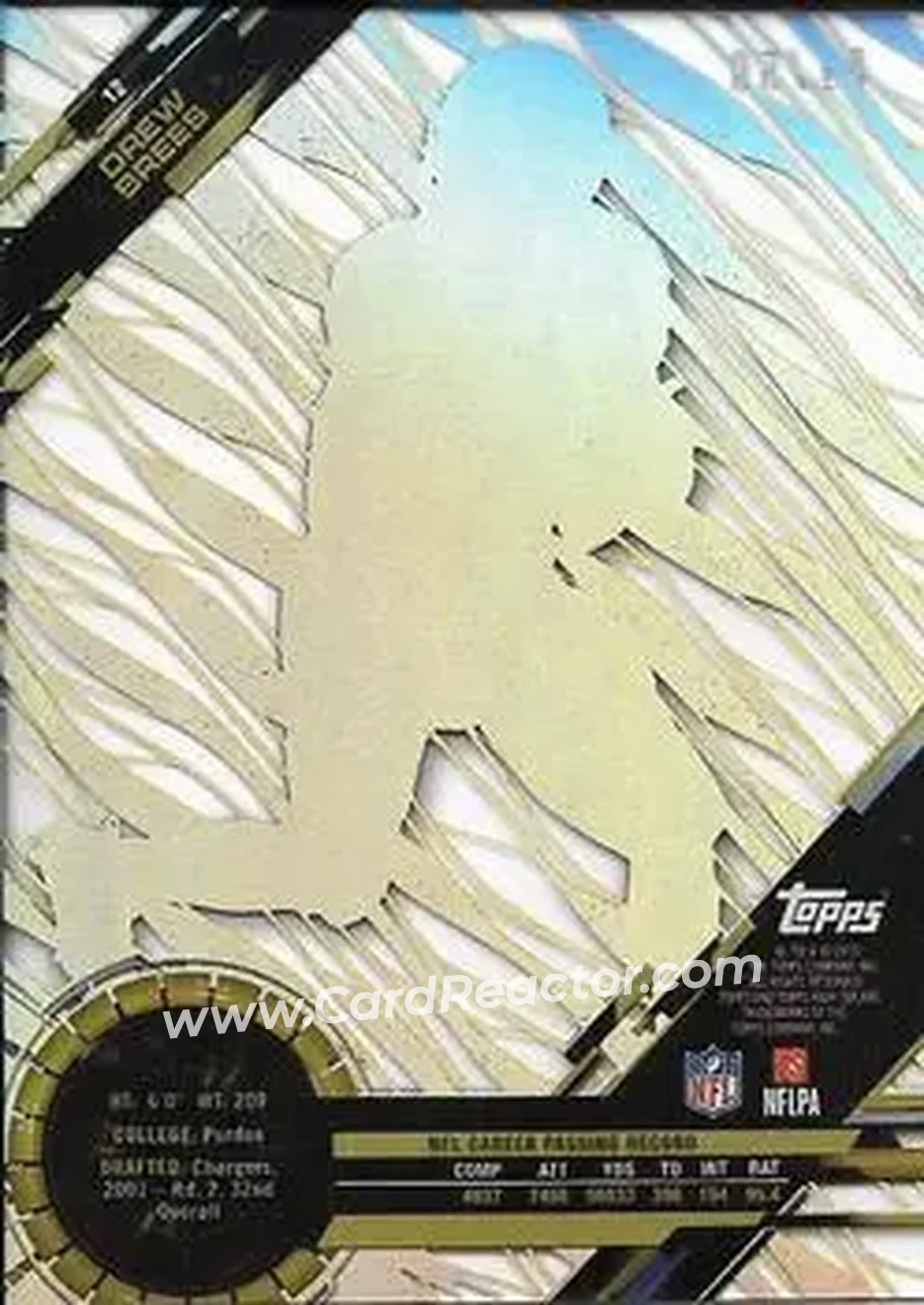 2015 Topps High Tek - Gold Rainbow Diffractors #12 - Drew Brees - New Orleans Saints - Back