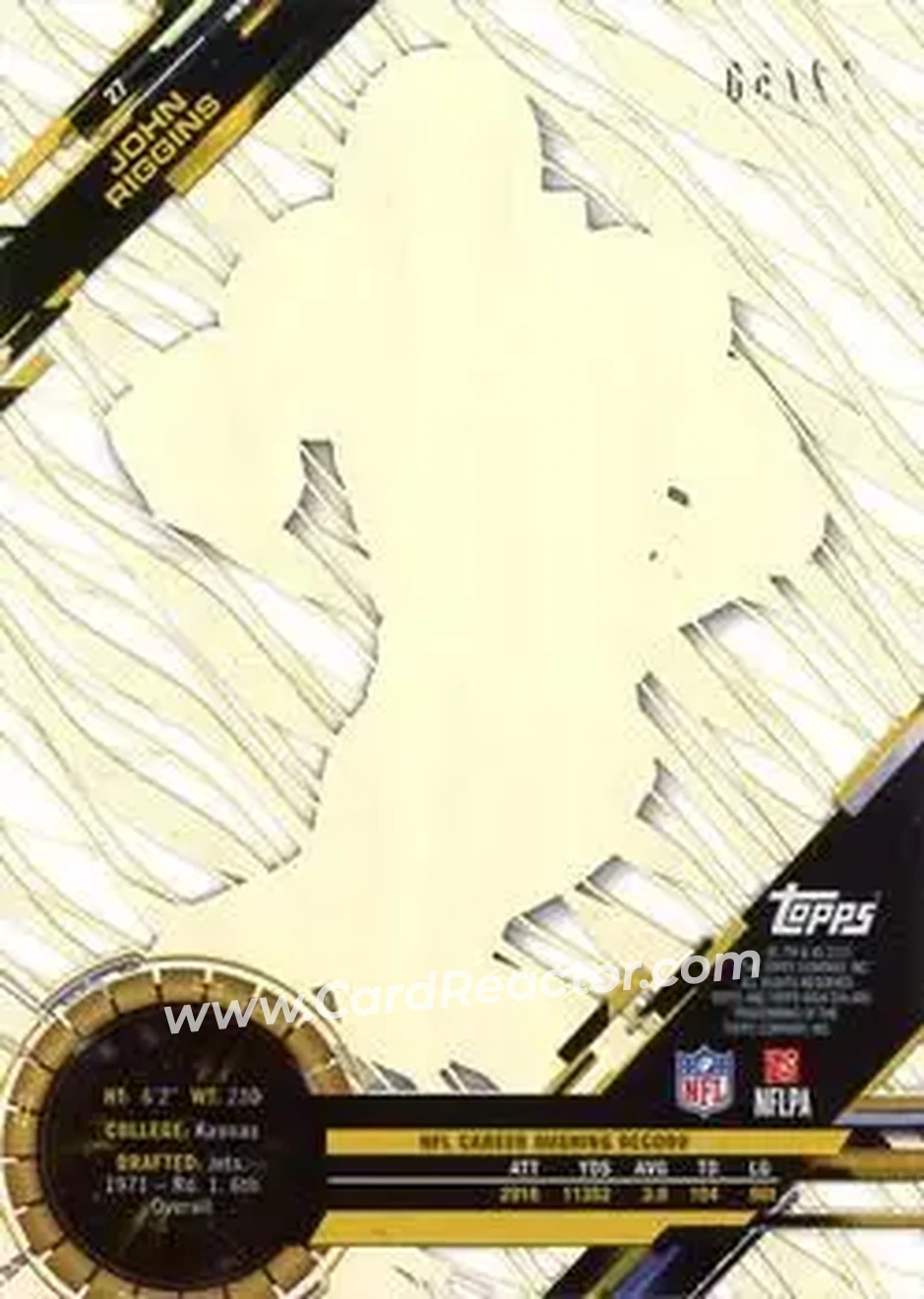 2015 Topps High Tek - Gold Rainbow Diffractors #27 - John Riggins - Washington Redskins - Back 2015 Topps High Tek - Gold Rainbow Diffractors #27 - John Riggins - Washington Redskins - Back