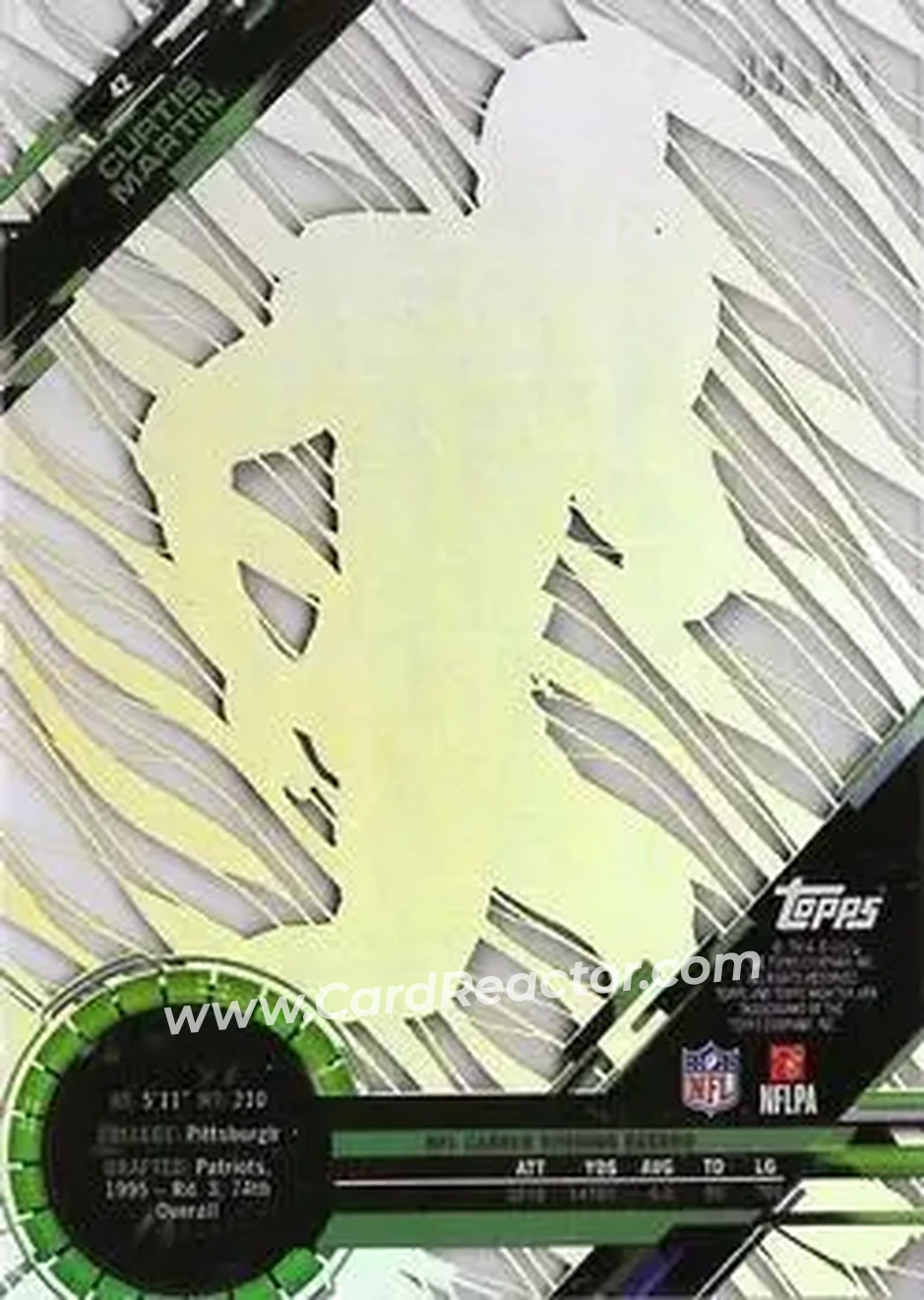 2015 Topps High Tek - Gold Rainbow Diffractors #42 - Curtis Martin - New York Jets - Back