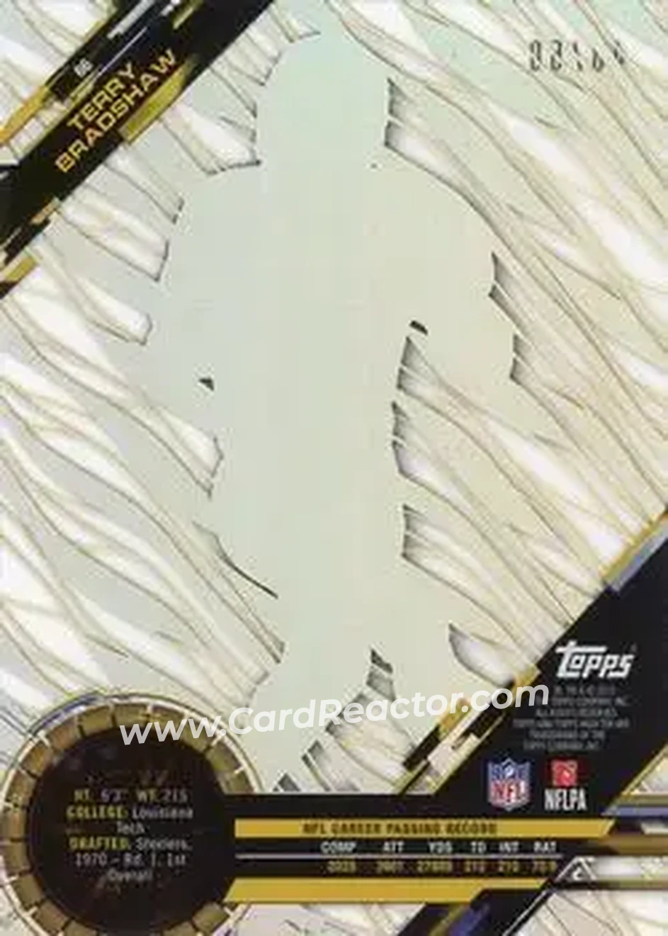 2015 Topps High Tek - Gold Rainbow Diffractors #66 - Terry Bradshaw - Pittsburgh Steelers - Back