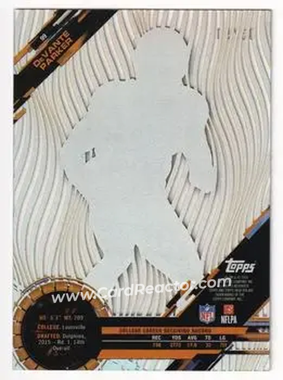 2015 Topps High Tek - Gold Rainbow Diffractors #99 - DeVante Parker - Miami Dolphins - Back