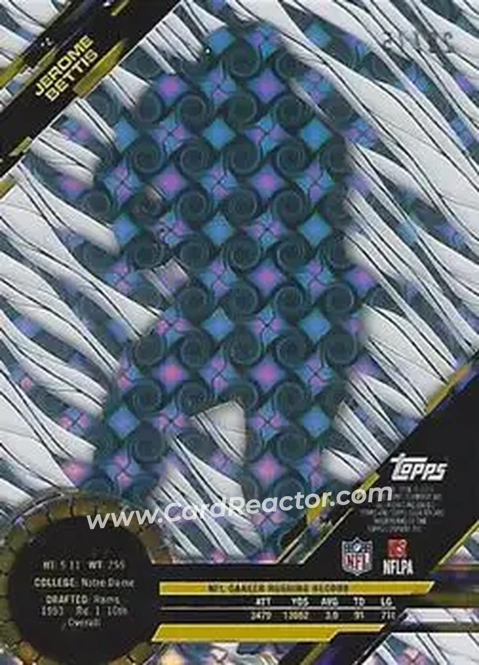 2015 Topps High Tek - Tidal Diffractors #14 - Jerome Bettis - Pittsburgh Steelers - Back 2015 Topps High Tek - Tidal Diffractors #14 - Jerome Bettis - Pittsburgh Steelers - Back