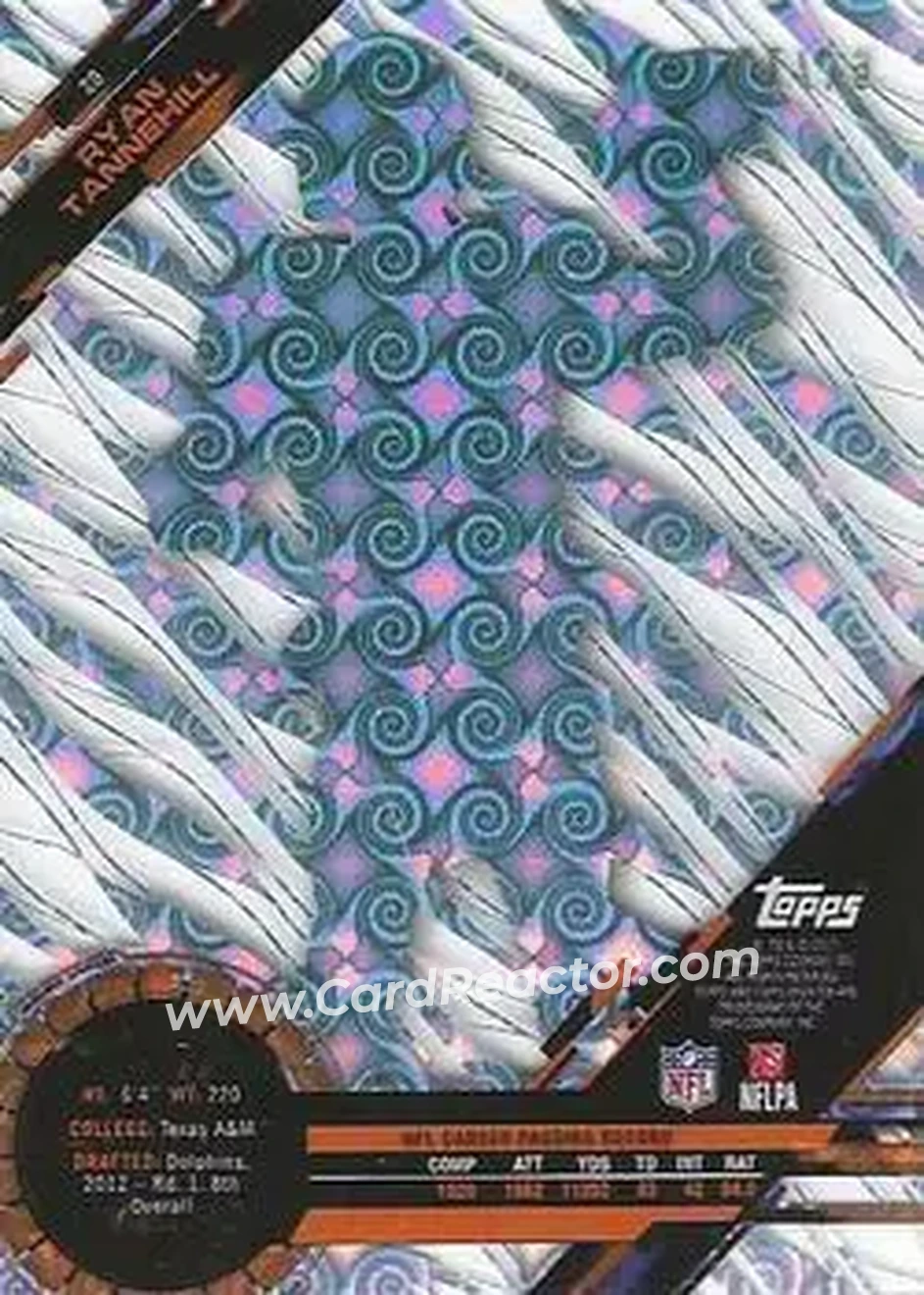 2015 Topps High Tek - Tidal Diffractors #28 - Ryan Tannehill - Miami Dolphins - Back