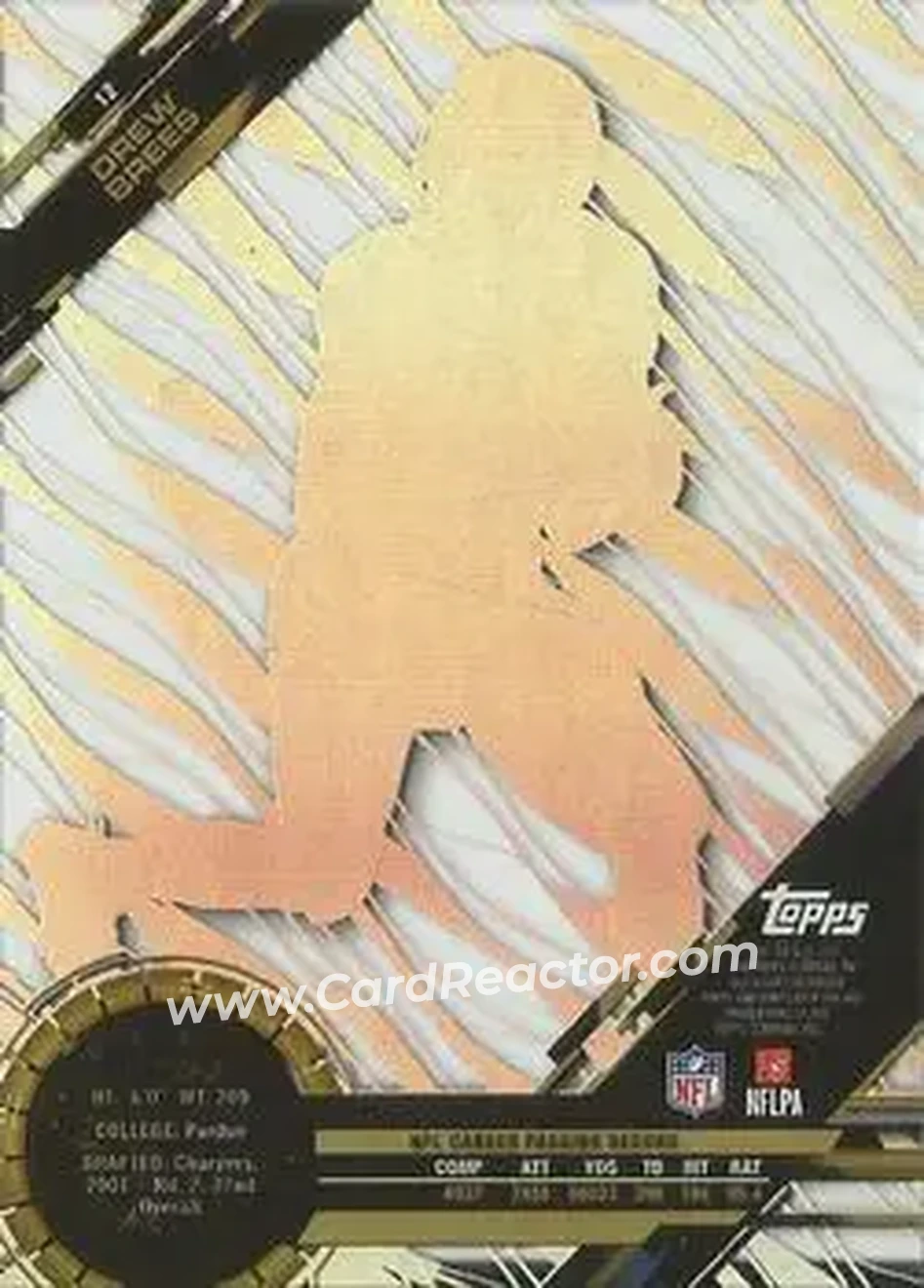 2015 Topps High Tek #12 - Drew Brees - New Orleans Saints - Back