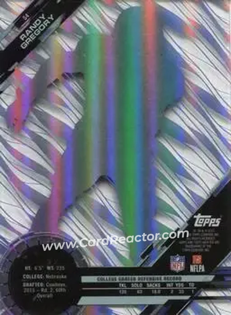 2015 Topps High Tek #54 - Randy Gregory - Dallas Cowboys - Back