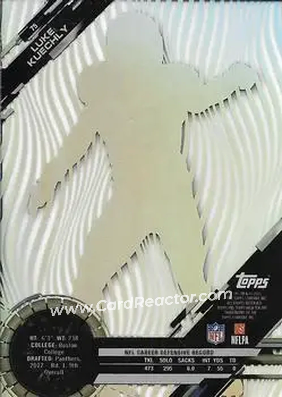 2015 Topps High Tek #75 - Luke Kuechly - Carolina Panthers - Back