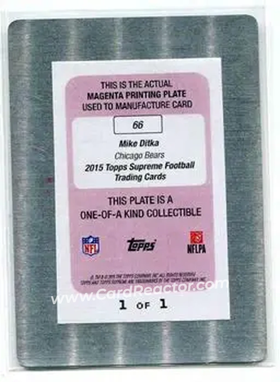 2015 Topps Supreme - Printing Plates Magenta #66 - Mike Ditka - Chicago Bears - Back