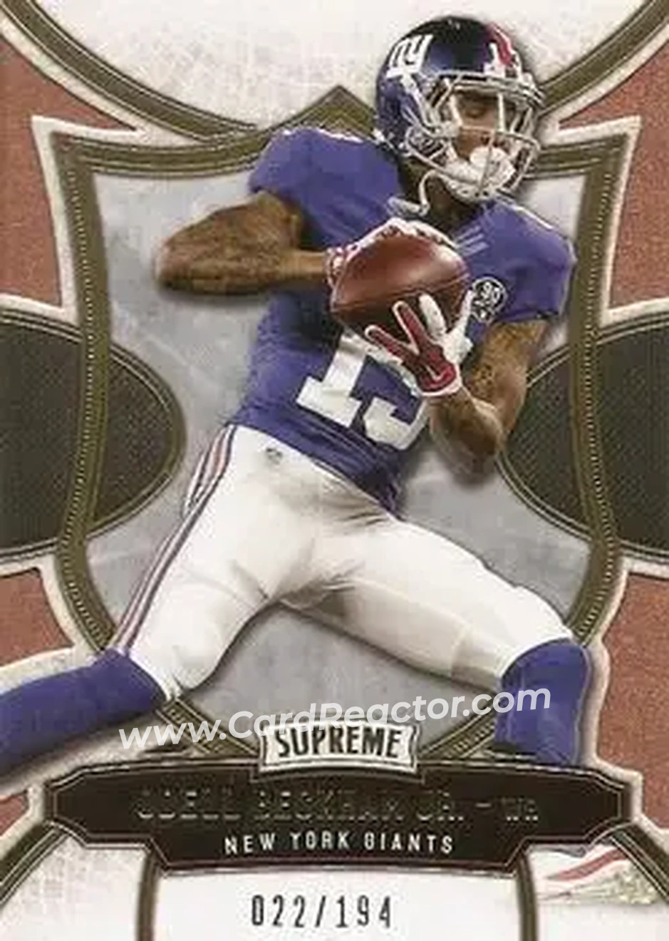 2015 Topps Supreme - Copper #18 - Odell Beckham Jr. - New York Giants - Front 2015 Topps Supreme - Copper #18 - Odell Beckham Jr. - New York Giants - Front