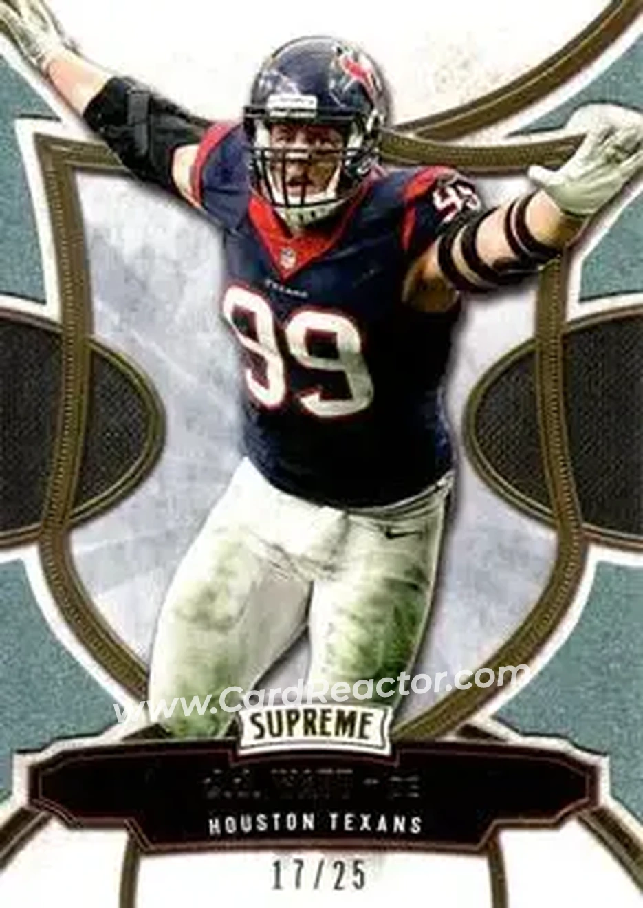 2015 Topps Supreme - Green #5 - J.J. Watt - Houston Texans - Front 2015 Topps Supreme - Green #5 - J.J. Watt - Houston Texans - Front