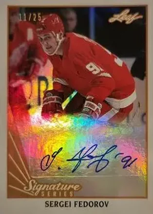 2015 Leaf Signature Series - 1990 Leaf Tribute - Red #LT-SF1 - Sergei Fedorov - Detroit Red Wings