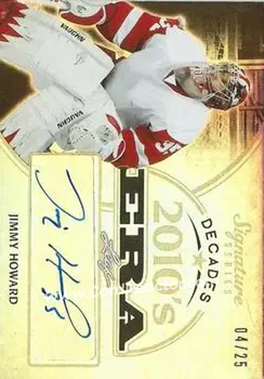 2015 Leaf Signature Series - Signature Decades - Gray #SD-JH2 - Jimmy Howard - Detroit Red Wings - Front 2015 Leaf Signature Series - Signature Decades - Gray #SD-JH2 - Jimmy Howard - Detroit Red Wings - Front