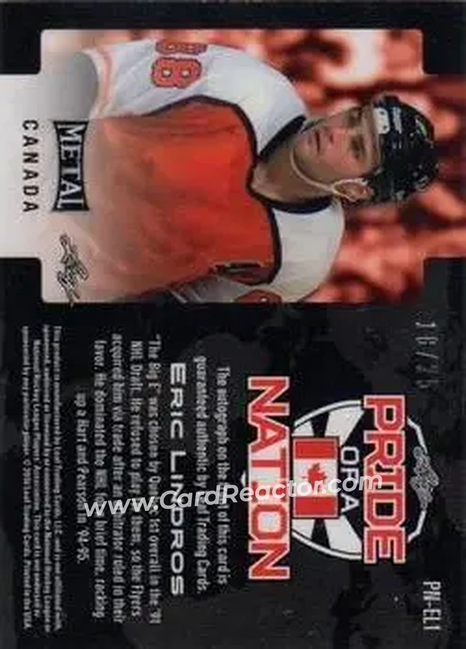 2015-16 Leaf Metal - Pride of a Nation Silver #PN-EL1 - Eric Lindros - Philadelphia Flyers - Back